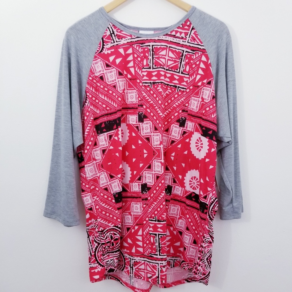 LuLaRoe Randy Tee Baseball Sleeve Top Size 2XL